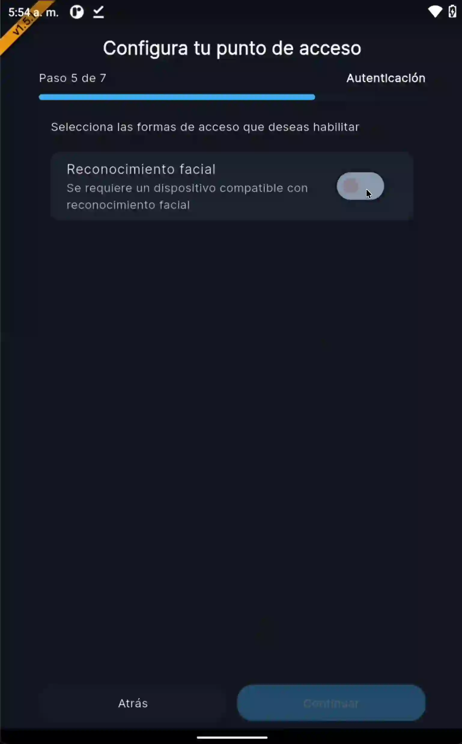 Paso 5: Habilitación de reconocimiento facial