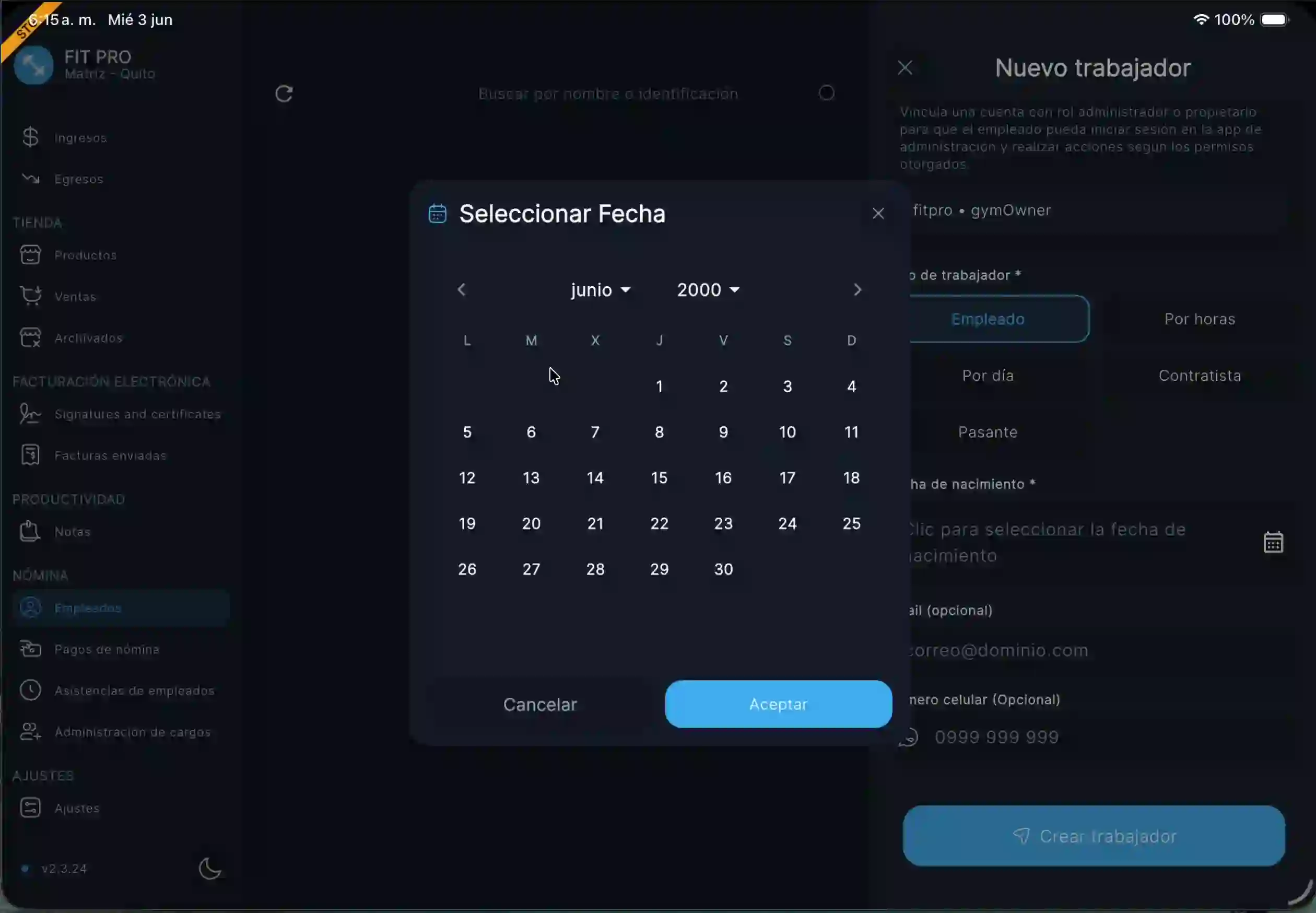 Calendario de fecha de nacimiento